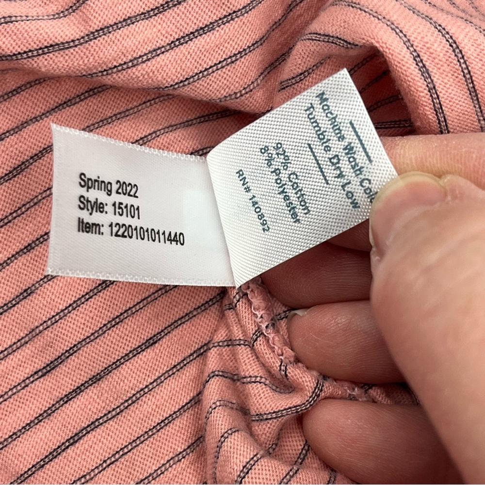 Marine Layer Pink Black Pinstripe‎ Pocket Short Sleeve Shirt Mens XXL *TINY FLAW - Picture 4 of 10